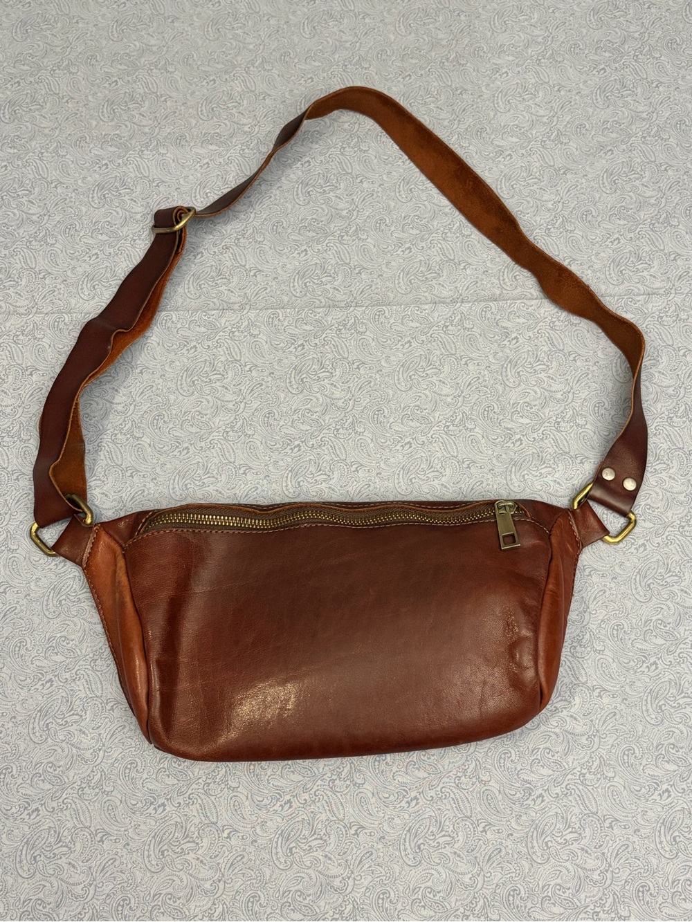 Brown Rust Leather Crossbody Sling Bag